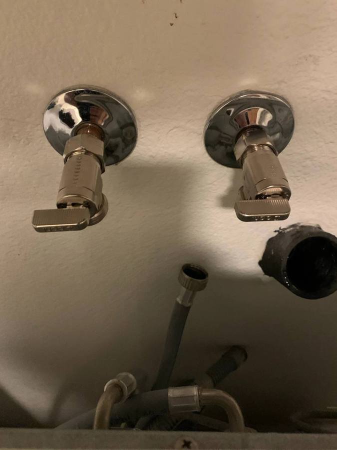 Angle stop valves and supply line plumbing installed during a remodel